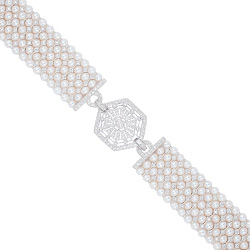 Fresh Water Pearls & Diamonds Bracelet.  Art Deco Collection